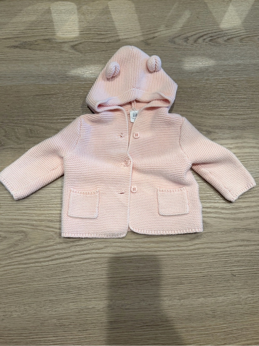 Baby Gap Knit Hooded Cardigan with Ear Details - Light Pink